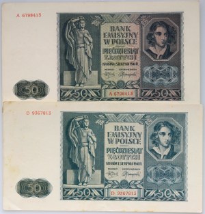 Štátna správa, sada 2 x 50 zlotých 1.08.1941, séria A, D