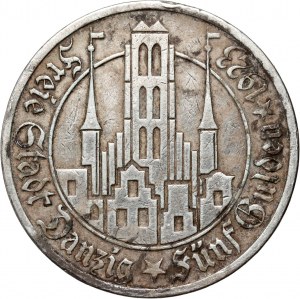 Freie Stadt Danzig, 5 Gulden 1923, Utrecht, Kirche der Jungfrau Maria