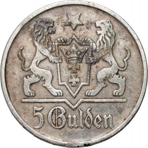 Freie Stadt Danzig, 5 Gulden 1923, Utrecht, Kirche der Jungfrau Maria