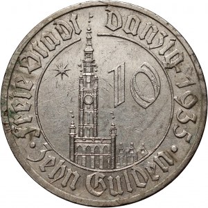 Freie Stadt Danzig, 10 guldenů 1935, Berlín, radnice v Gdaňsku