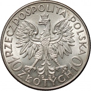 II RP, 10 złotych 1932, bez znaku mennicy, Głowa Kobiety