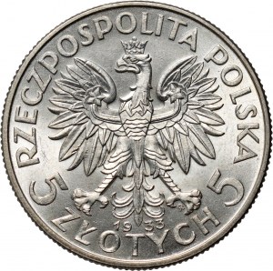 II RP, 5 Zloty 1933, Warschau, Kopf einer Frau