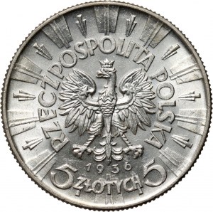 II RP, 5 zlotých 1936, Varšava, Józef Piłsudski