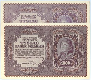 II RP, set of 2 x 1000 Polish marks 23.08.1919, 1st series AF, AH