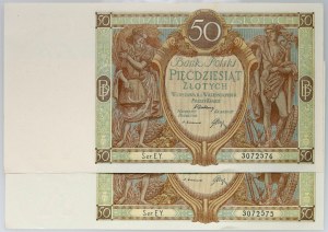 II RP, 50 zloty 1.09.1929, last series EY., adjacent numbers
