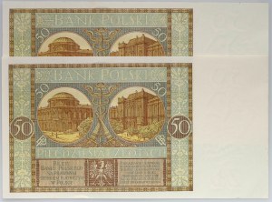 II RP, 50 zloty 1.09.1929, last series EY., adjacent numbers