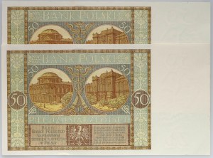 II RP, 50 zloty 1.09.1929, dernière série EY, numéros adjacents
