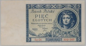 II RP, 5 zloty 02.01.1930, serie CK.