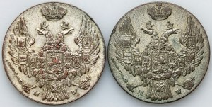 Partition russe, Nicolas Ier, ensemble de 10 groszy 1840 MW, Varsovie (2 pièces)