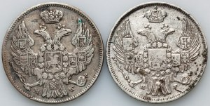 Ruské dělení, Mikuláš I., 15 kopějek = 1 zlotý 1839 MW, Varšava (2 kusy)