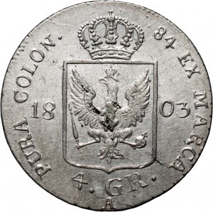 Germania, Prussia, Friedrich Wilhelm III, 4 groschen 1803 A, Berlino