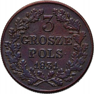 Listopadové povstání, 3 grosze 1831 KG, Varšava