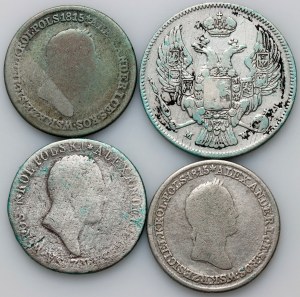 Congress Kingdom, Alexander I, Nicholas I, coin set from 1818-1835 (4 pieces)