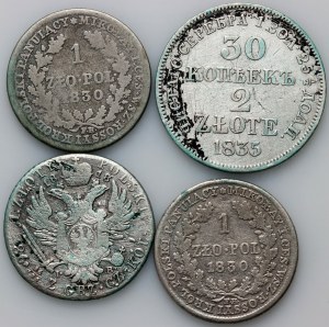 Regno del Congresso, Alessandro I, Nicola I, serie di monete 1818-1835 (4 pezzi)