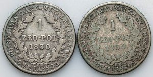 Congress Kingdom, Nicholas I, 1 zloty 1830 FH, Warsaw (2 pieces)