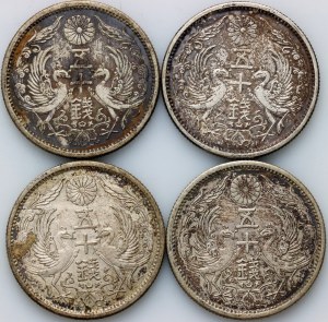 Japonia, zestaw monet 50 sen rok 12 (1923) (4 sztuki)