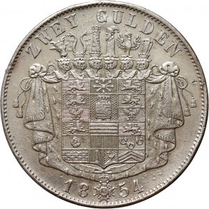Německo, Sasko, Bernard II, 2 guldenů 1854, Mnichov