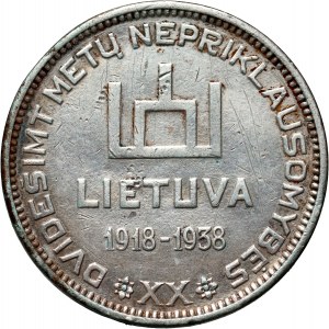 Lituanie, 10 Litas 1938, 20e anniversaire de la République, A. Smetona