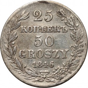 Russian annexation, Nicholas I, 25 kopecks = 50 groszy 1847 MW, Warsaw