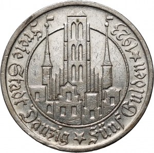 Wolne Miasto Gdańsk, 5 guldenów 1923, Utrecht, Kościół Marii Panny