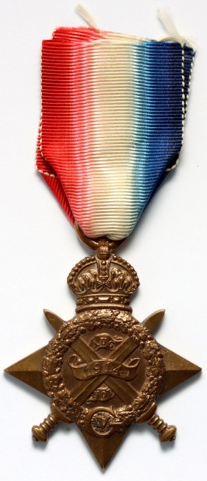 Velká Británie, medaile Star 1914-15, s vyrytou kapitulací