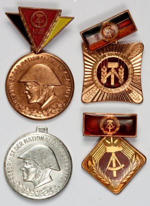 Germany, GDR, set of 4 badges and medals