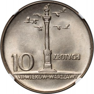 République populaire de Pologne, 10 zlotys 1965, 7e centenaire de Varsovie - La colonne de Zygmunt