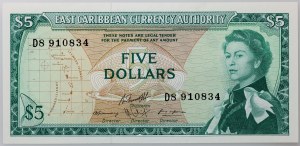 Caraïbes orientales, Elizabeth II, 5 dollars (1965), série D8