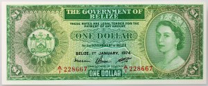 Belize, Elisabetta II, dollaro, 1.01.1974, serie AI