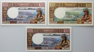Nowe Hebrydy, zestaw banknotów 100 franków (1965-1977) (3 sztuki)