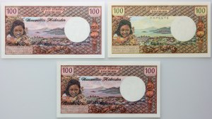 Nové Hebridy, sada 100frankových bankovek (1965-1977) (3 ks)
