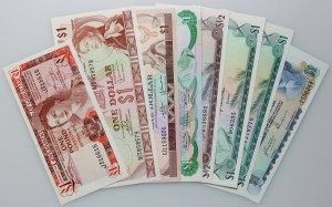 Bahamy, Bermudy, Gibraltar, Belize, Fidżi, Elżbieta II, zestaw banknotów (8 sztuk)