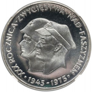 Polská lidová republika, 200 zlotých 1975, XXX. výročí vítězství nad fašismem, zrcadlová známka - PROOF