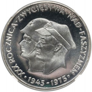 République populaire de Pologne, 200 zlotys 1975, XXXe anniversaire de la victoire sur le fascisme, timbre miroir - PREUVE