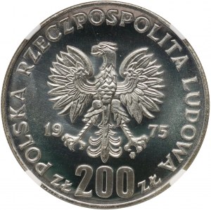 République populaire de Pologne, 200 zlotys 1975, XXXe anniversaire de la victoire sur le fascisme, timbre miroir - PREUVE