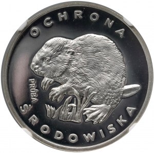 PRL, 100 złotych 1978, Ochrona środowiska - Bóbr na trawie, próba, srebro
