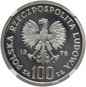 PRL, 100 złotych 1978, Ochrona środowiska - Bóbr na trawie, próba, srebro