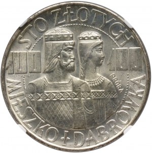 Polská lidová republika, 100 zlotých 1966, Mieszko a Dąbrówka, PRÓBA, stříbro