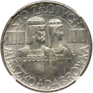 Poľská ľudová republika, 100 zlotých 1966, Mieszko a Dąbrówka, PRÓBA, striebro