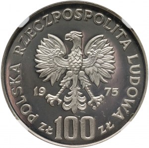 PRL, 100 zloty 1975, château royal de Varsovie, échantillon, argent