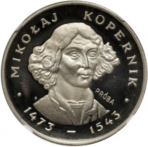 Poľská ľudová republika, 100 zlotých 1973, Mikuláš Koperník - malá hlava, vzorka, striebro