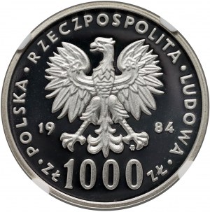 PRL, 1000 Zloty 1984, Umweltschutz - Schwan, Probe, Silber