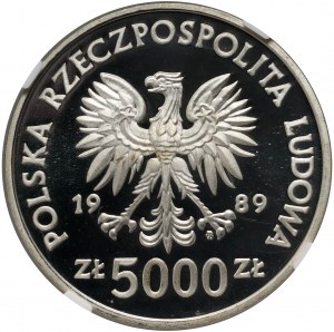 Repubblica Popolare di Polonia, 5000 zloty 1989, Władysław II Jagiełło, mezza cifra