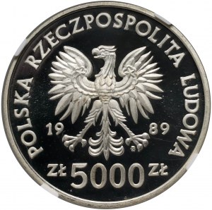 République populaire de Pologne, 5000 zloty 1989, Władysław II Jagiełło, demi-figure