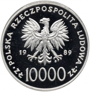 PRL, 10000 zlotys 1989, John Paul II, crosier
