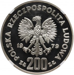 Volksrepublik Polen, 200 Zloty 1979, Mieszko I., Halbfigur, Probe, Silber