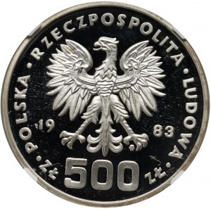 Polská lidová republika, 500 zlatých 1983, olympijské hry v Los Angeles 1984, ukázka, stříbro