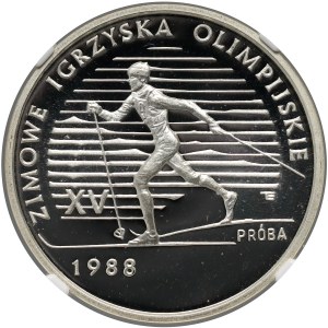 Poľská ľudová republika, 1000 zlatých 1987, XV. zimné olympijské hry 1988, vzorka, striebro