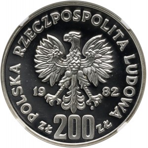 Polská lidová republika, 200 zlatých 1982, Boleslav III Křivoústý, půlfigurka, vzorek, stříbro