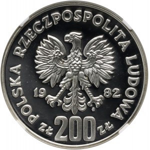 Volksrepublik Polen, 200 Gold 1982, Boleslaw III. von Wrymouth, Halbfigur, Probe, Silber